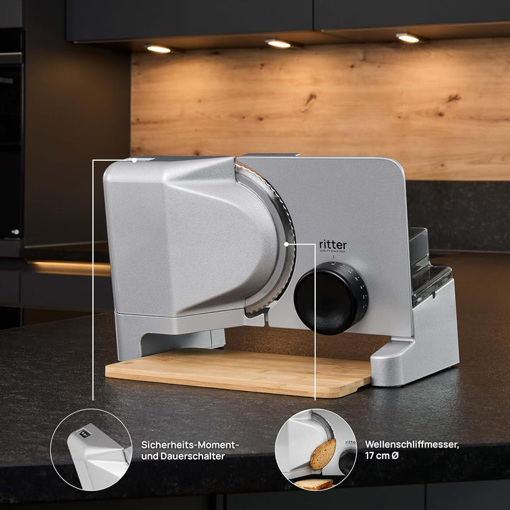 ritter varido 5 Elektrischer Allesschneider &amp; Brotschneidemaschine aus Metall mit ECO-Motor, Made in