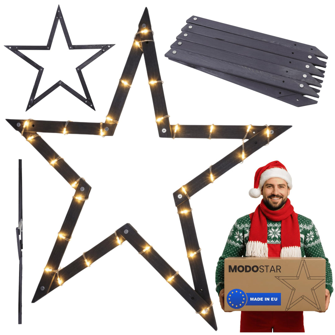 DIY Stern MODOSTAR 2D Weihnachtsstern Set aus FSC Holz, Sternabmessungen: 114 cm, zum Aufstellen im