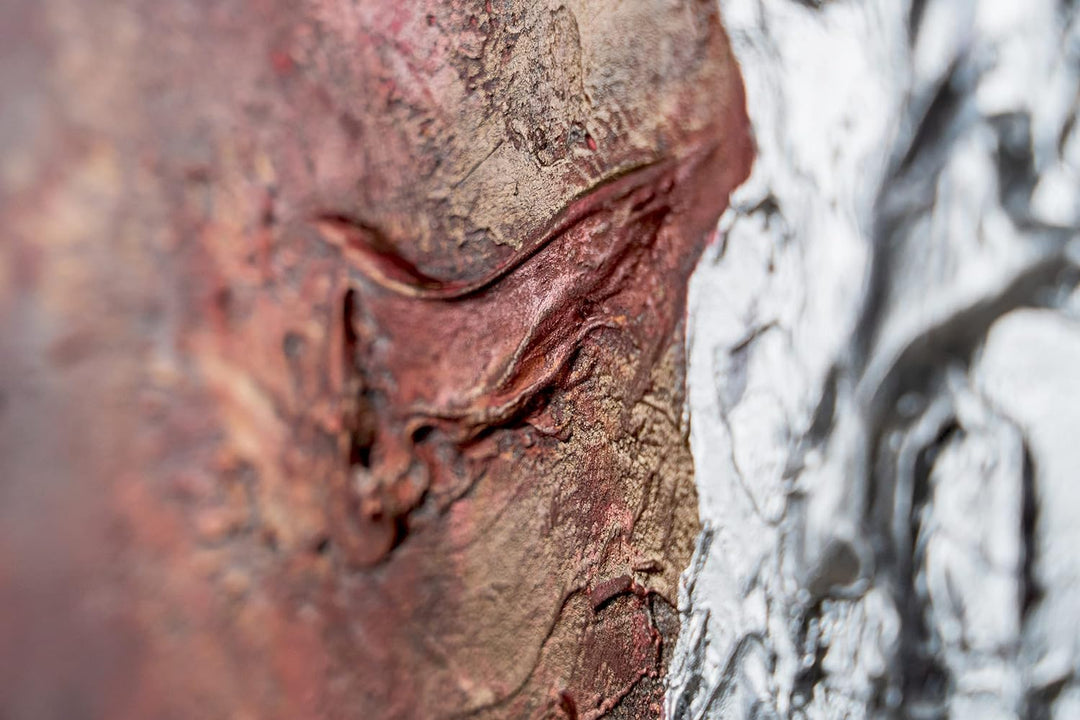 YS-Art Abstrakt Fluoreszierendes leuchtendes Acryl 3D Gemälde auf runder Leinwand Erde handgemalt Wo