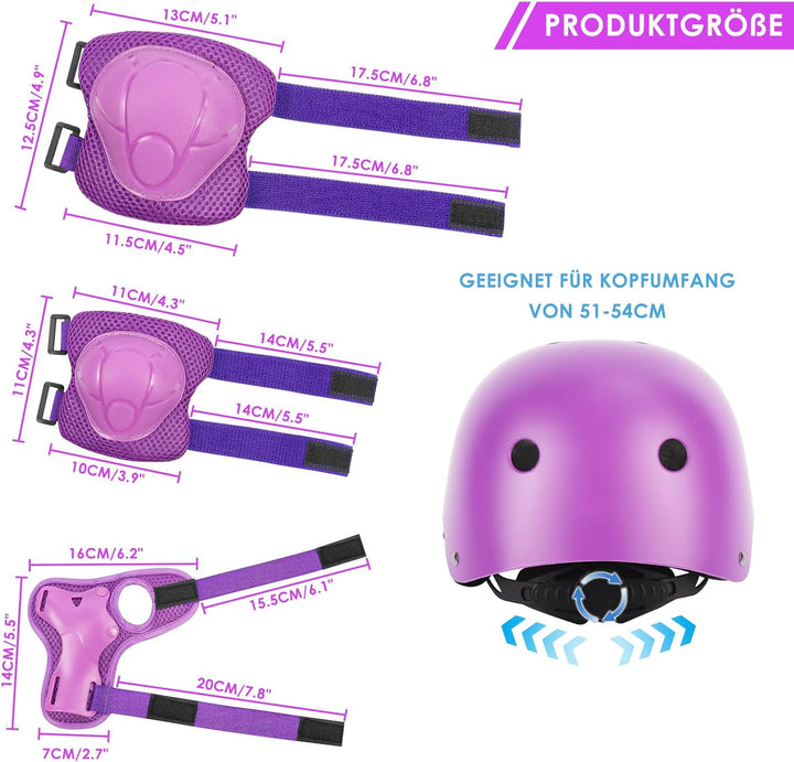 ZWOOS Kinder Knieschoner Set mit Helm, Inliner Schutzausrüstung Kinder 3-10 Jahre, Knieschützer Kind