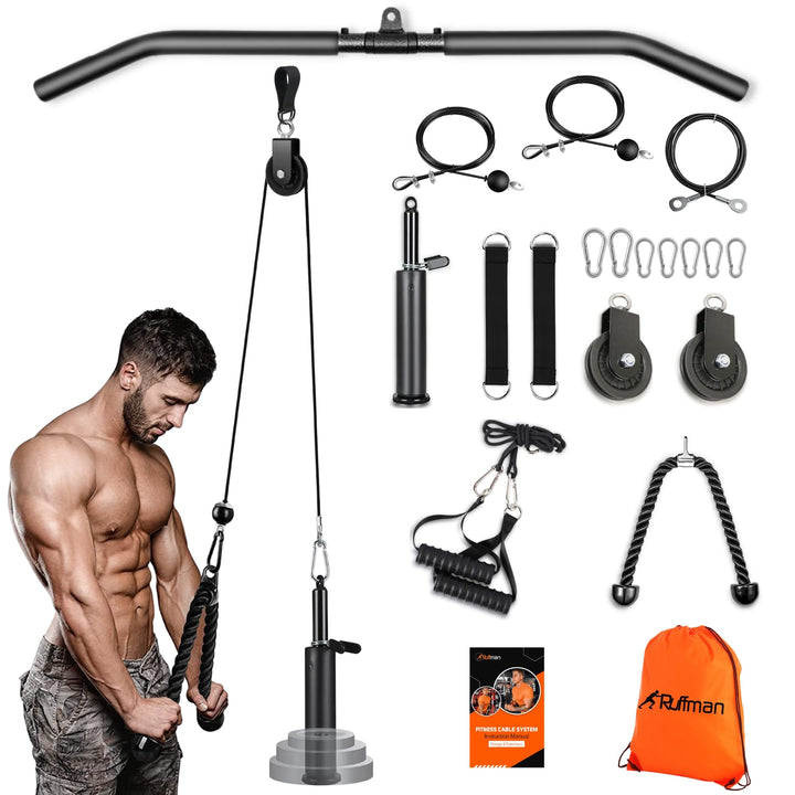 Ruffman Fitness Latzug - Gym Kabelzug Unterarmtrainer - Krafttraining Trizeps Seil Gewicht Fitnessge