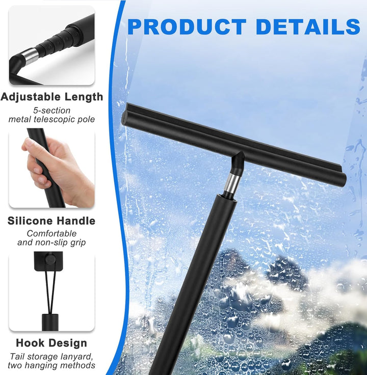 Duschabzieher Langer Stiel, 30-120cm Verstellbarer Wasserschieber Silikon Bodenabzieher mit Halterun