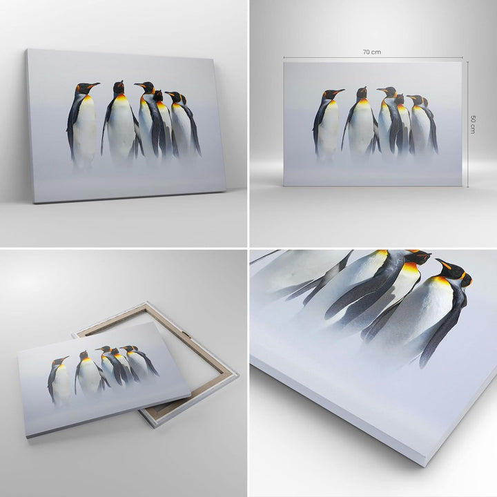 Bilder auf Leinwand Pinguine Winter Schnee Spaziergang Leinwandbild 70x50cm Wandbilder Dekoration Wo