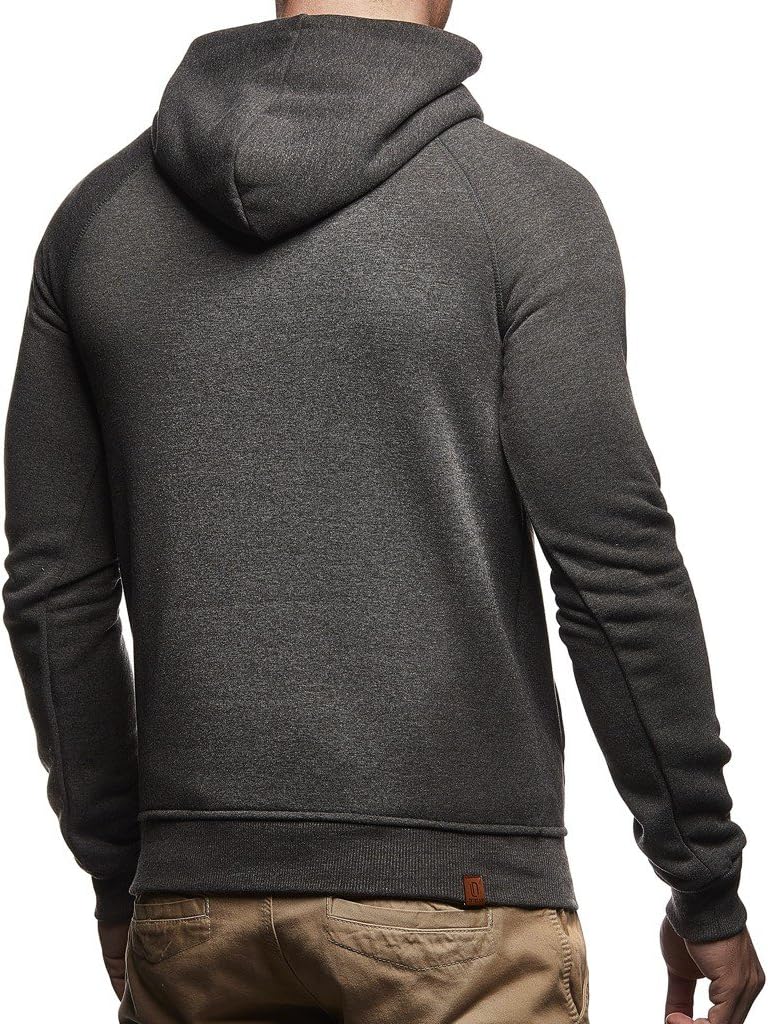 Leif Nelson Herren Pullover Hoodie Kapuzenpullover Longsleeve Basic Sweatshirt Sweater LN8153 S Anth