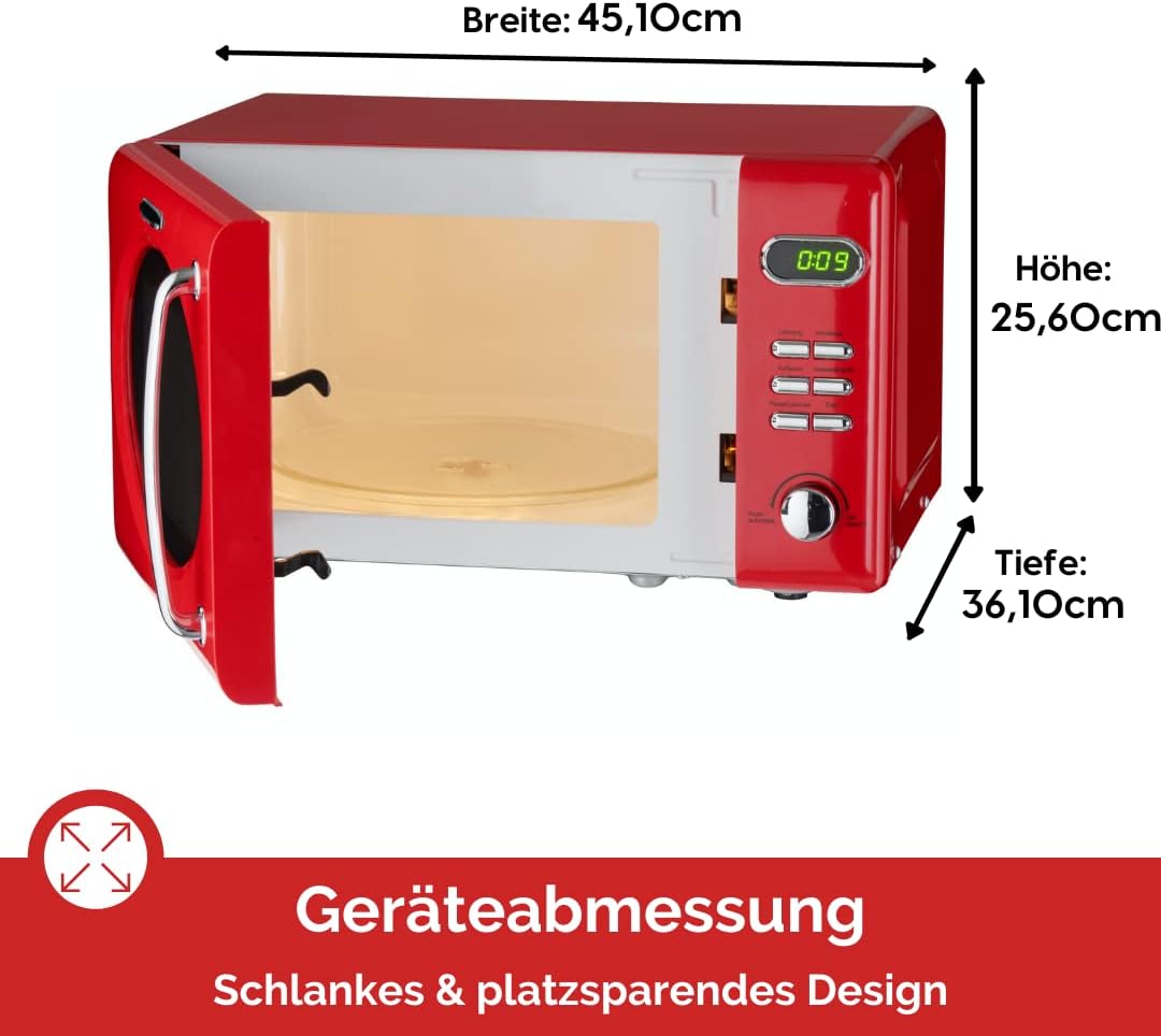 Wolkenstein Retro Stand Mikrowelle WMW720 SC I 700W Mikrowellenleistung I 20L Garraum I5 Leistungsst