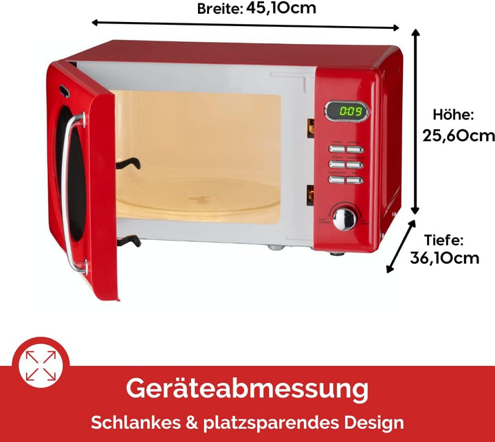 Wolkenstein Retro Stand Mikrowelle WMW720 SC I 700W Mikrowellenleistung I 20L Garraum I5 Leistungsst