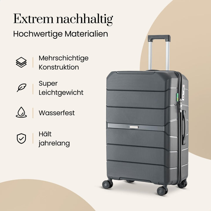 Urban Adventurer Handgepäck 44L – Anthrazit – Hartschalenkoffer mit 4 Rollen & Zahlenschloss Anthraz
