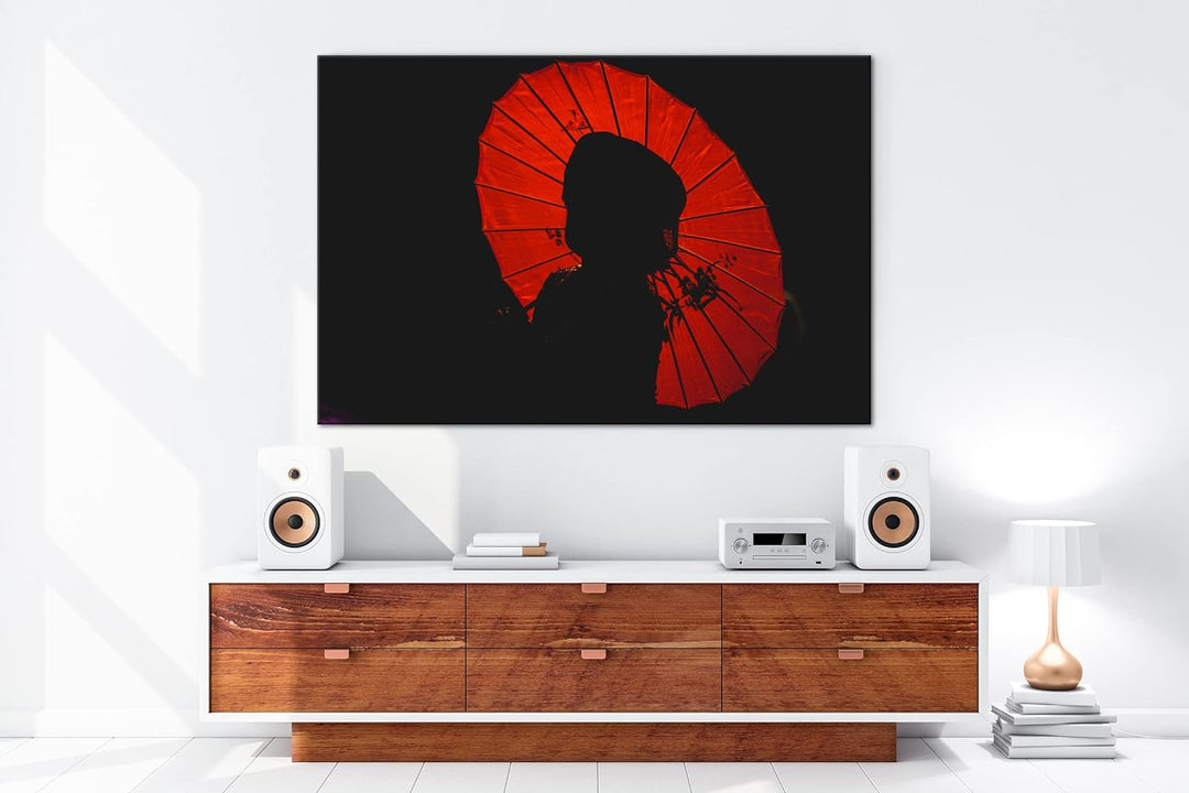 deyoli asiatischer Sonnenschirm Format: 80x60 als Leinwandbild, Motiv fertig gerahmt auf Echtholzrah