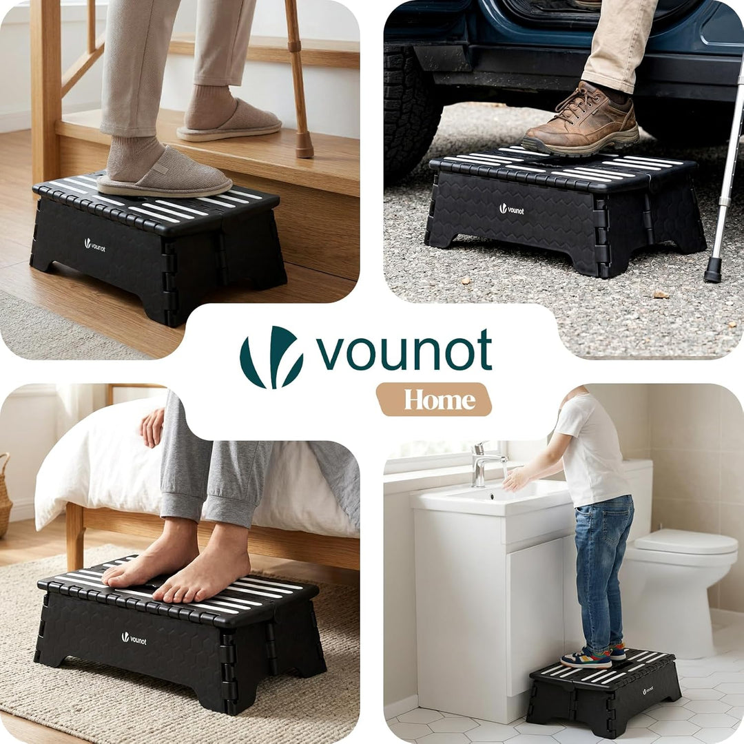 VOUNOT® Tritthocker Klappbar Rutschfester Trittstufe Klapphocker faltbar mit integriertem Griff, Tra