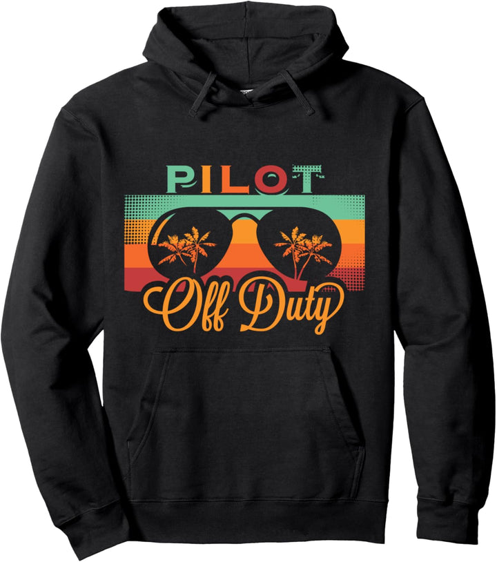 Pilot Off Duty Aviation Vacation Aviator Sunglasses Sunset Pullover Hoodie
