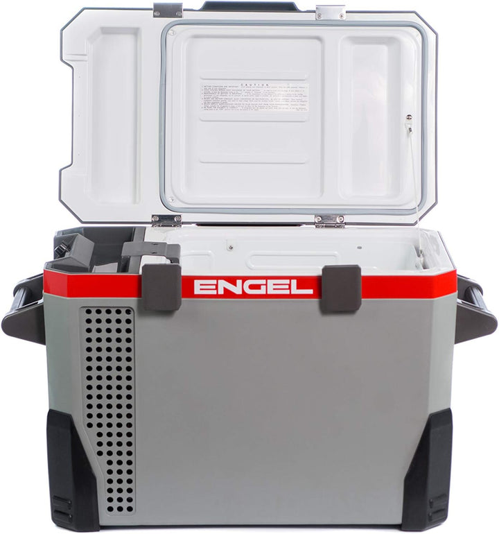 Engel SAWMR040F-G3 Kühlbox MR040 12/24/230V, Hellgrau - Dunkelgrau - Roter Streifen