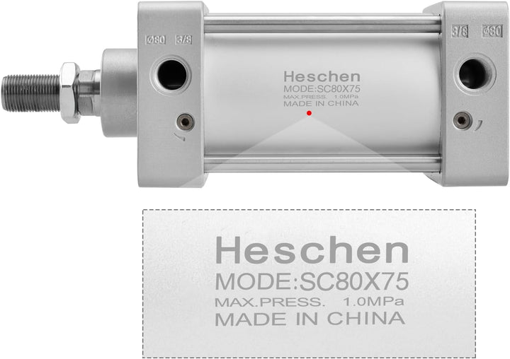 Heschen Pneumatischer Standard-Luftdruckzylinder, SC 80-75, PT3/8'' Anschluss, 80mm Bohrung, 75mm Hu