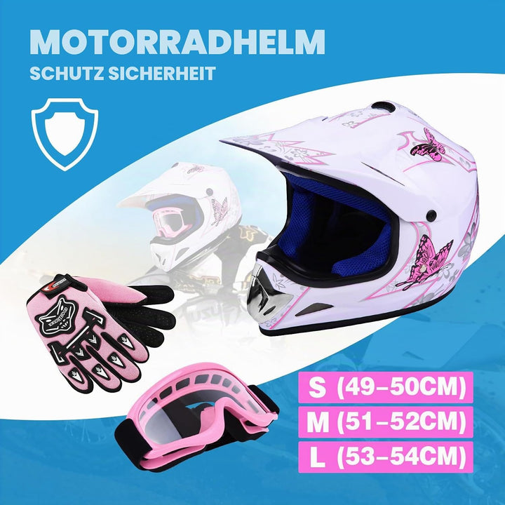 Samger DOT Jugend Kinder Off Road Helm Motocross Helm Dirt Bike ATV Motorradhelm Handschuhe+Brille L