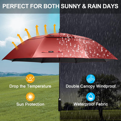 G4Free 62/68/72 Inch UV-Schutz Winddicht Sonnen- und Regenschirm Golfschirm Autorisches Öffnen Doppe
