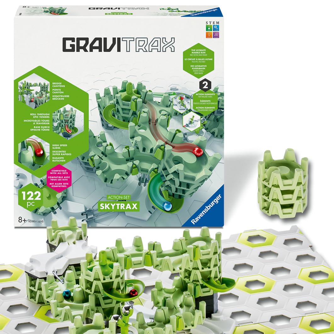 Ravensburger GraviTrax Action-Set Skytrax Innovative Kugelbahn neuen Funktionen Murmelbahn & Konstru