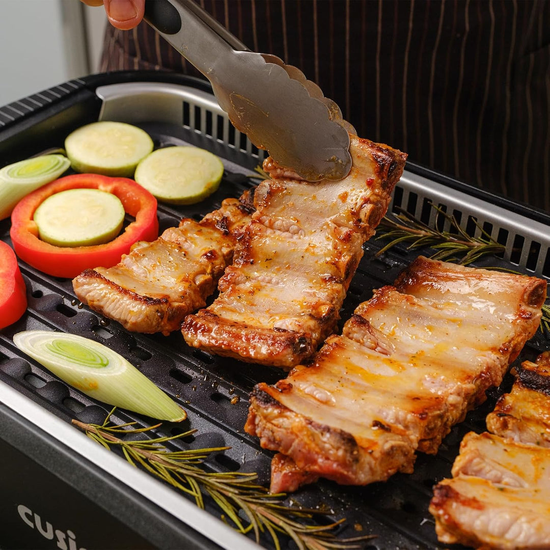CUSIMAX Elektrogrill 1500W Tischgrill Elektrisch mit Deckel für den Innen- und Ausseneinsatz, elektr