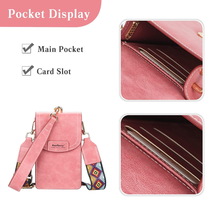 PORRASSO Handy Umhängetasche Damen Mode Handytasche PU Schultertasche Mädchen Geldbörse Crossbody Ba