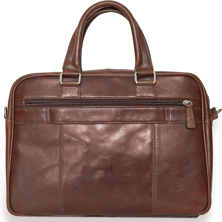 S Babila – Dokumententasche für Laptop – echtes italienisches genarbtes Leder Dunkelbraun, Dunkelbra