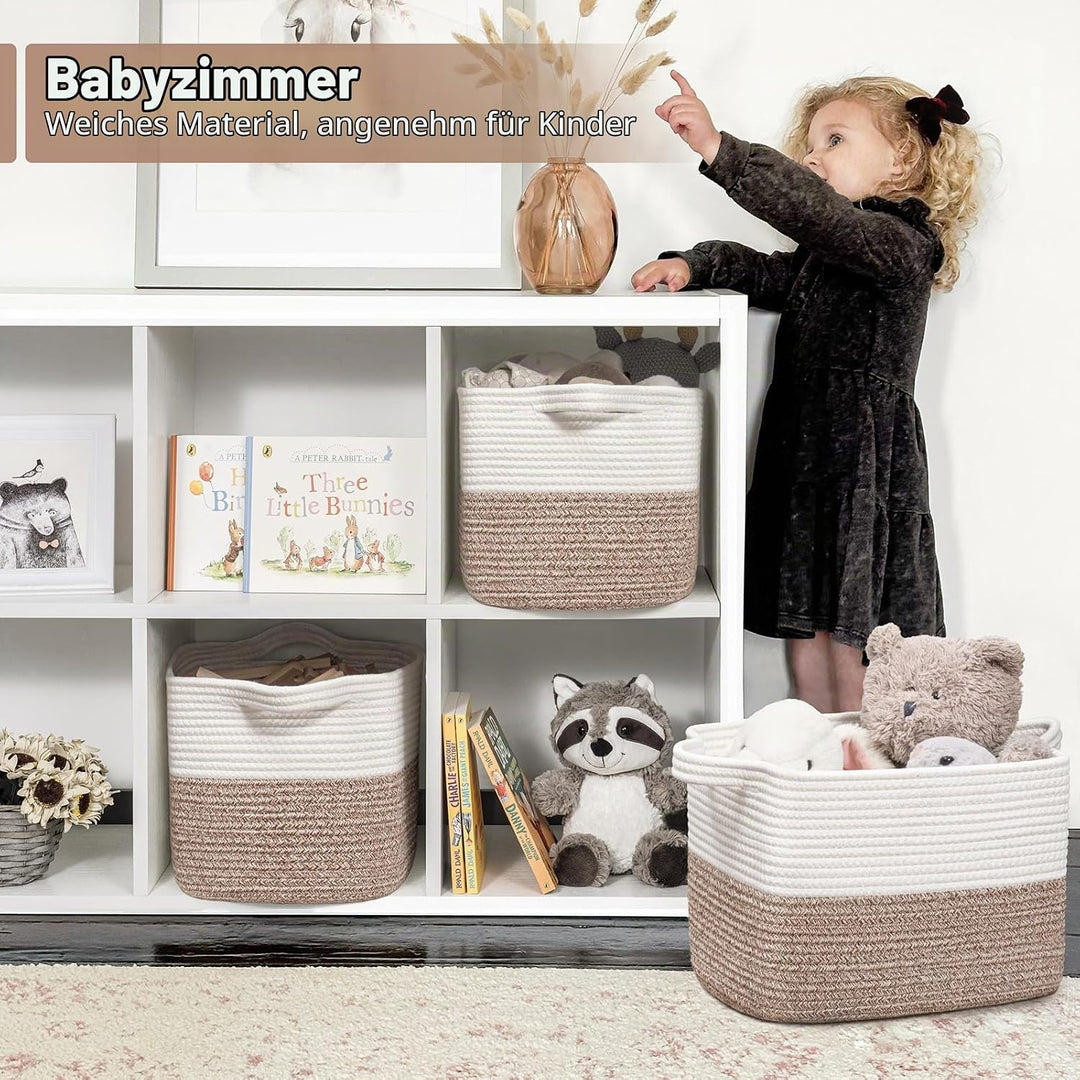 TIMEYARD Aufbewahrungskorb, Wäschekorb Klein, Korb Geflochten, Wäschekorb Kinderzimmer, Wäschesammle