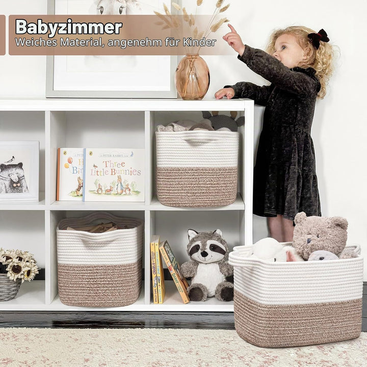 TIMEYARD Aufbewahrungskorb, Wäschekorb Klein, Korb Geflochten, Wäschekorb Kinderzimmer, Wäschesammle