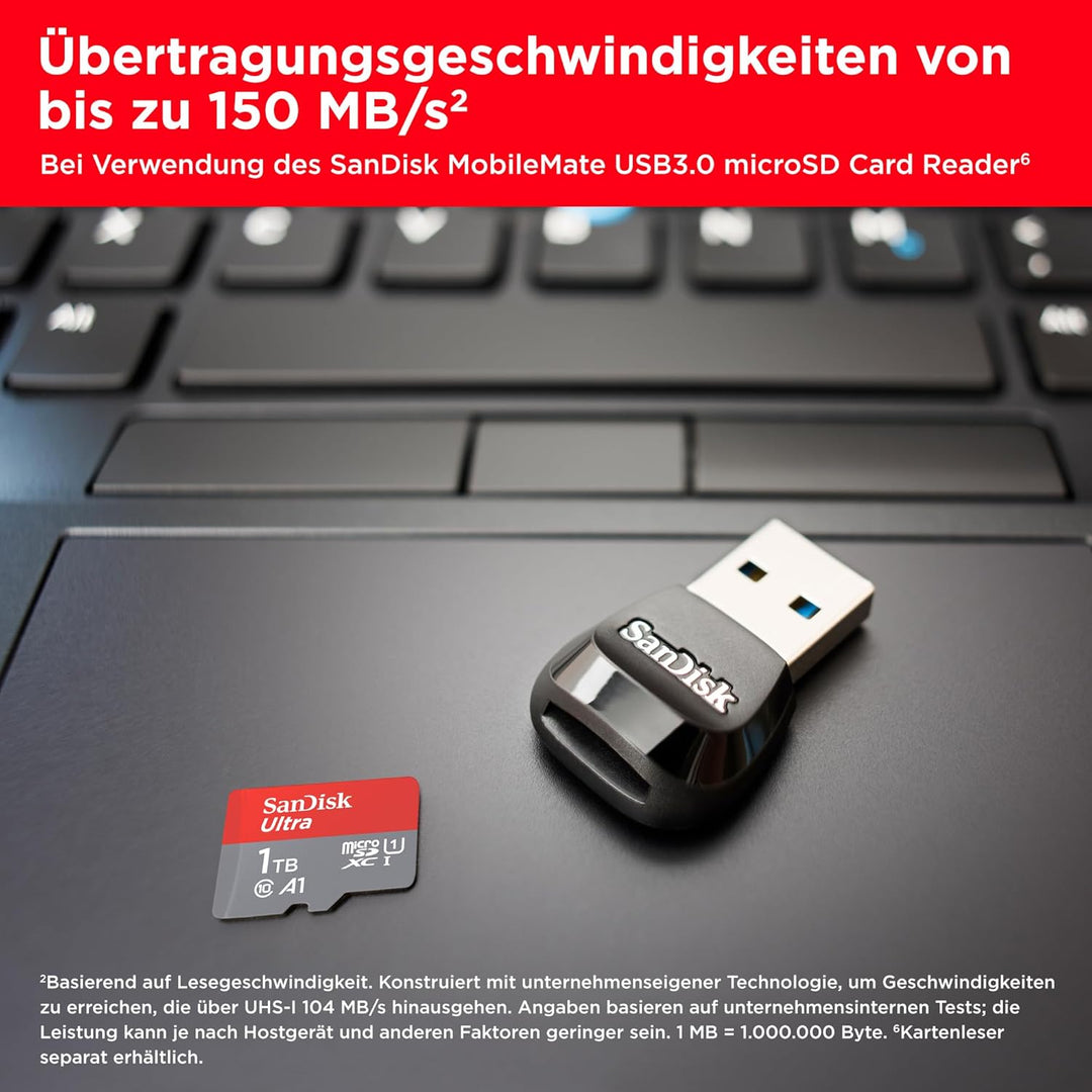 SanDisk Ultra Android microSDXC UHS-I Speicherkarte 1 TB + Adapter (Für Smartphones und Tablets, A1,