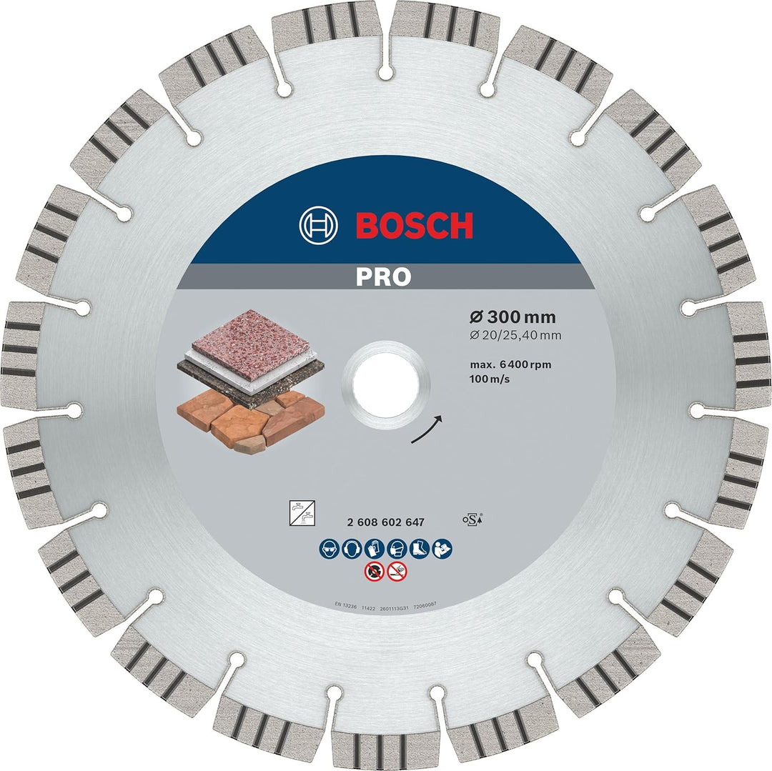 Bosch Professional Diamanttrennscheibe Best für Stone, 300 x 20,00 und 25,40 x 2,8 x 15 mm, 26086026