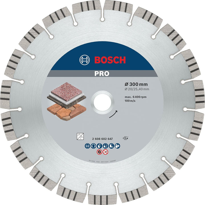 Bosch Professional Diamanttrennscheibe Best für Stone, 300 x 20,00 und 25,40 x 2,8 x 15 mm, 26086026