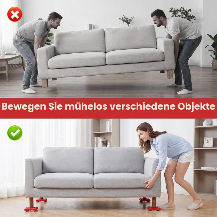 Möbel Transportroller Set, Möbeltransport Set mit 4 Möbelroller und Lastenheber, Möbeltransporter Mö
