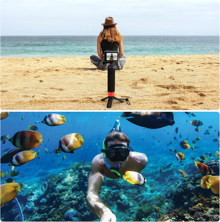 Vkesen Schwimmender Handgriff + Mini Stativ (Zubehör Set) für GoPro, Unterwasser Griff Stick für GoP