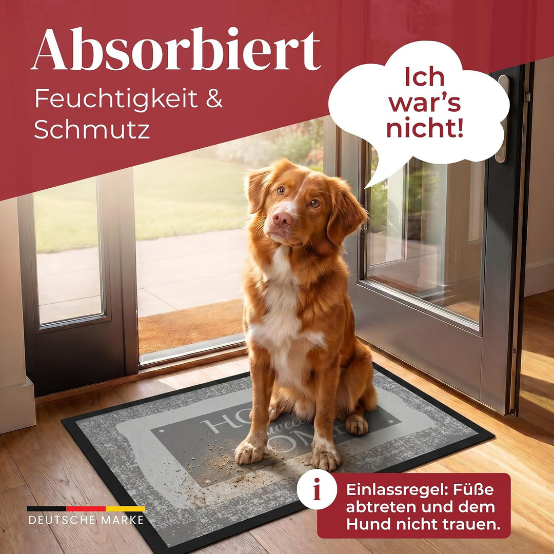 Valia Home Hochwertige Fussmatte 60x80 cm (Large) – Schmutzfangmatte für Innen & Aussen, rutschfest
