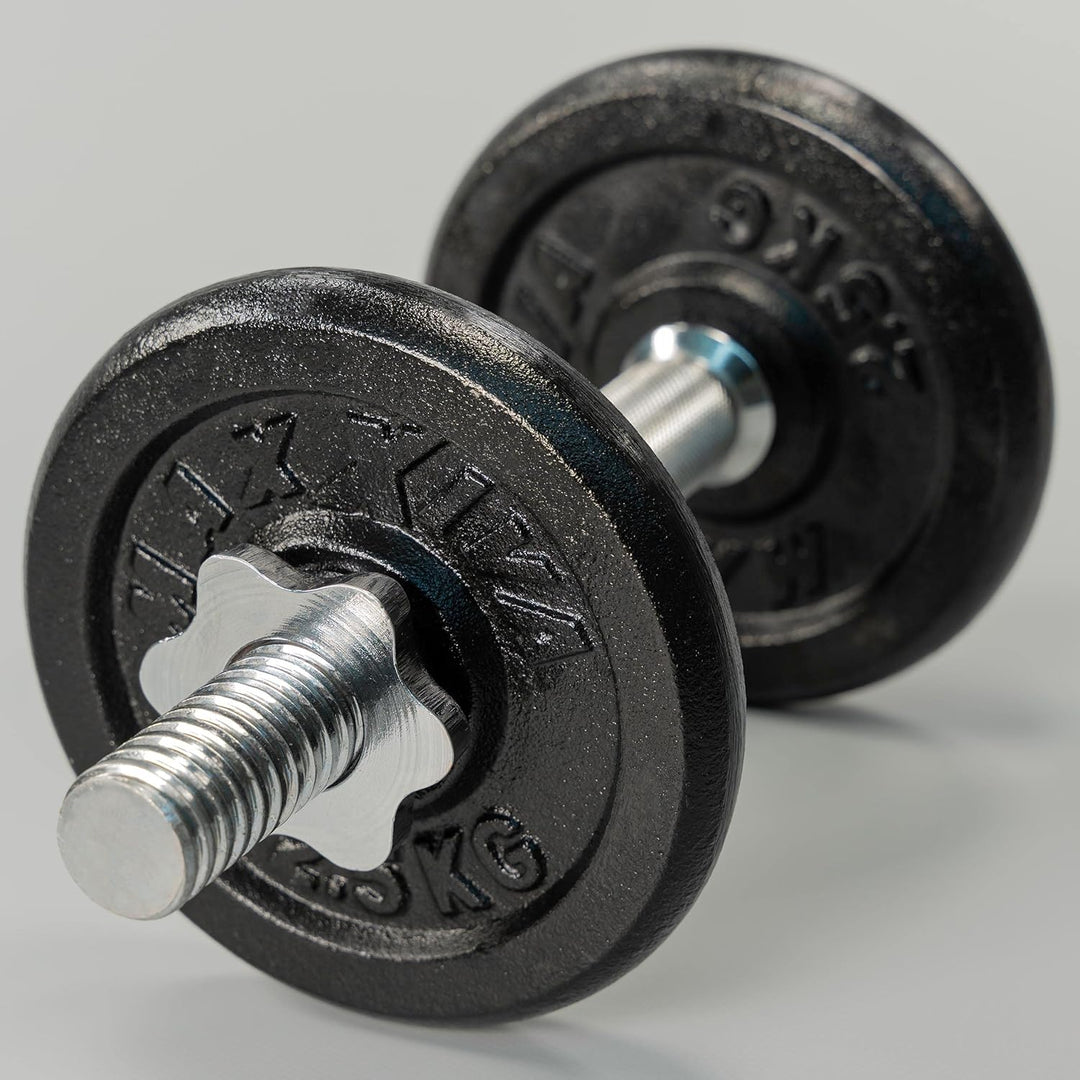 MAXXIVA Hantelscheiben 8er Set Gewichtsplatte je 2,5 kg Gusseisen schwarz 20 kg Fitness Krafttrainin