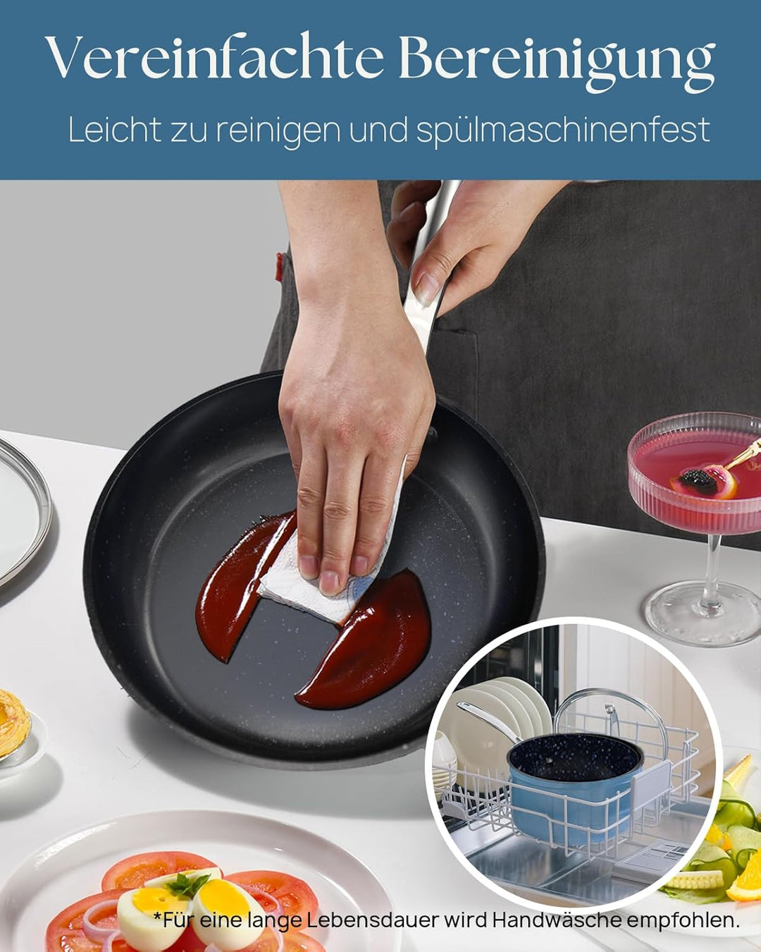 Nuwave 7,6L Gesundes Duralon Blue Keramik Antihaft-Suppentopf in Gemütlichem Blau, PFAS-frei, Spülma