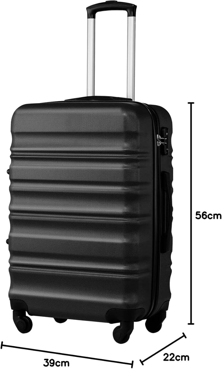 COOLIFE Hartschalen-Koffer Trolley Rollkoffer Reisekoffer mit TSA-Schloss und 4 Rollen (Schwarz, Han