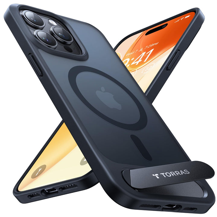 TORRAS für iPhone 15 Pro Hülle für MagSafe, Unzerstörbare Militärschutz mit integrierter Ständer Mag
