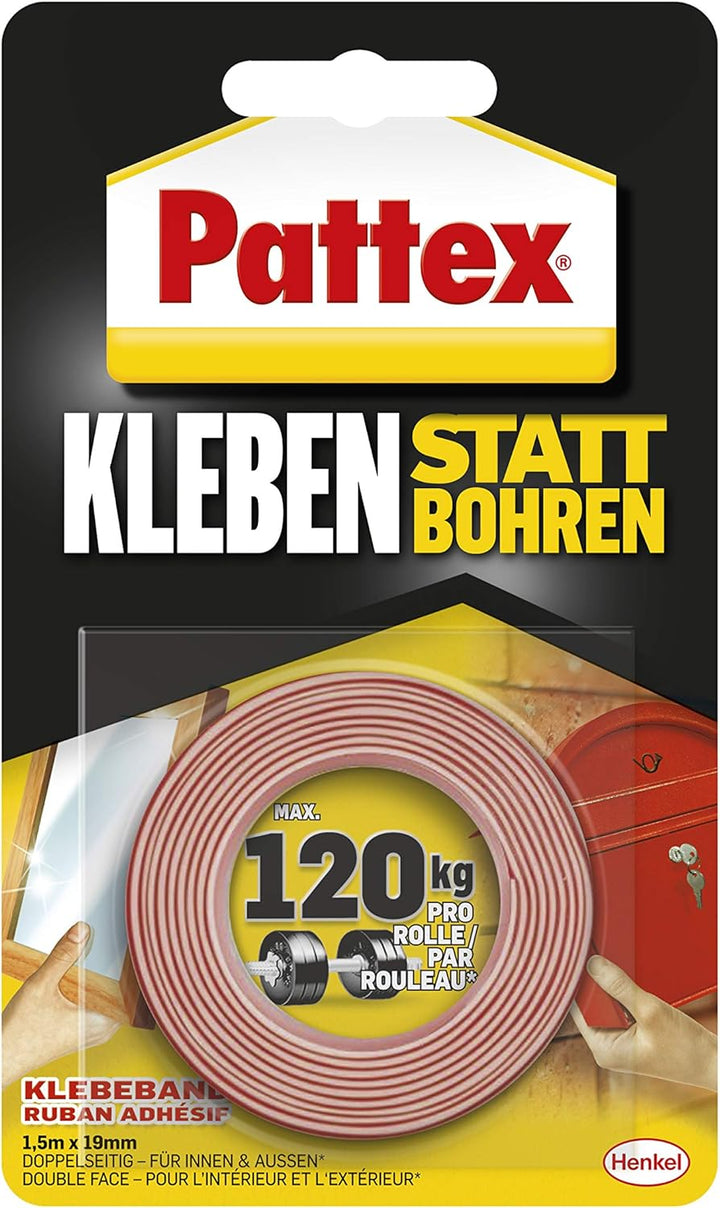 Pattex Montagekleber Kleben statt Bohren Wasserresistent, Kraftkleber für innen & aussen, universell