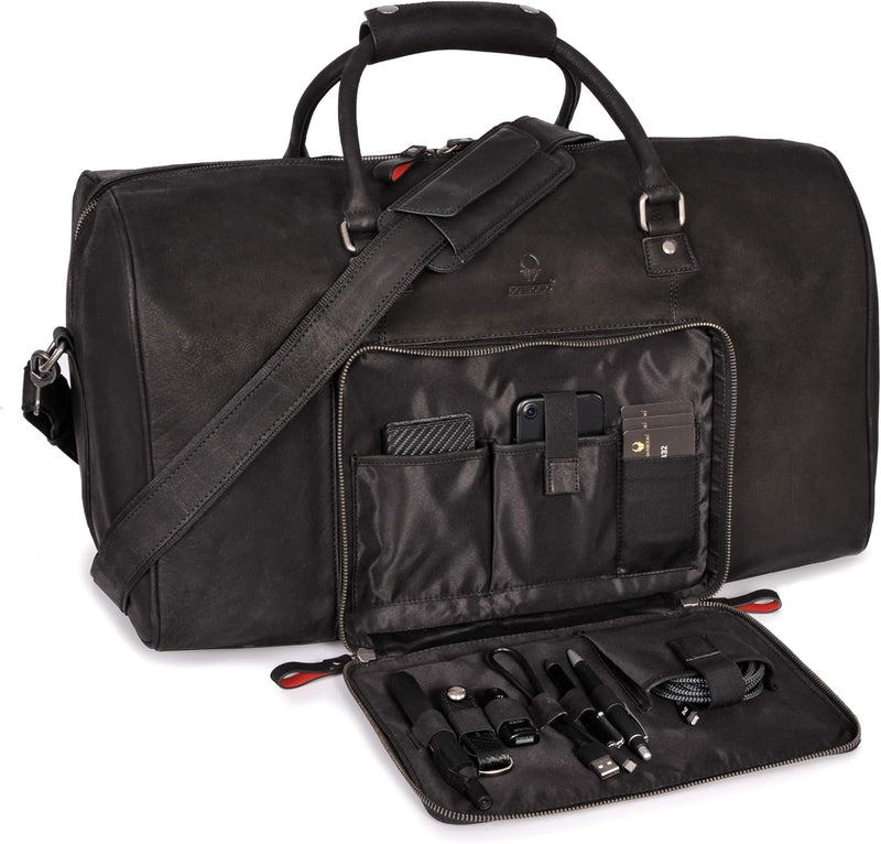 DONBOLSO® Weekender Neapel - Hochwertige Reisetasche Herren gross - Leder Reisetasche Schwarz - Hand