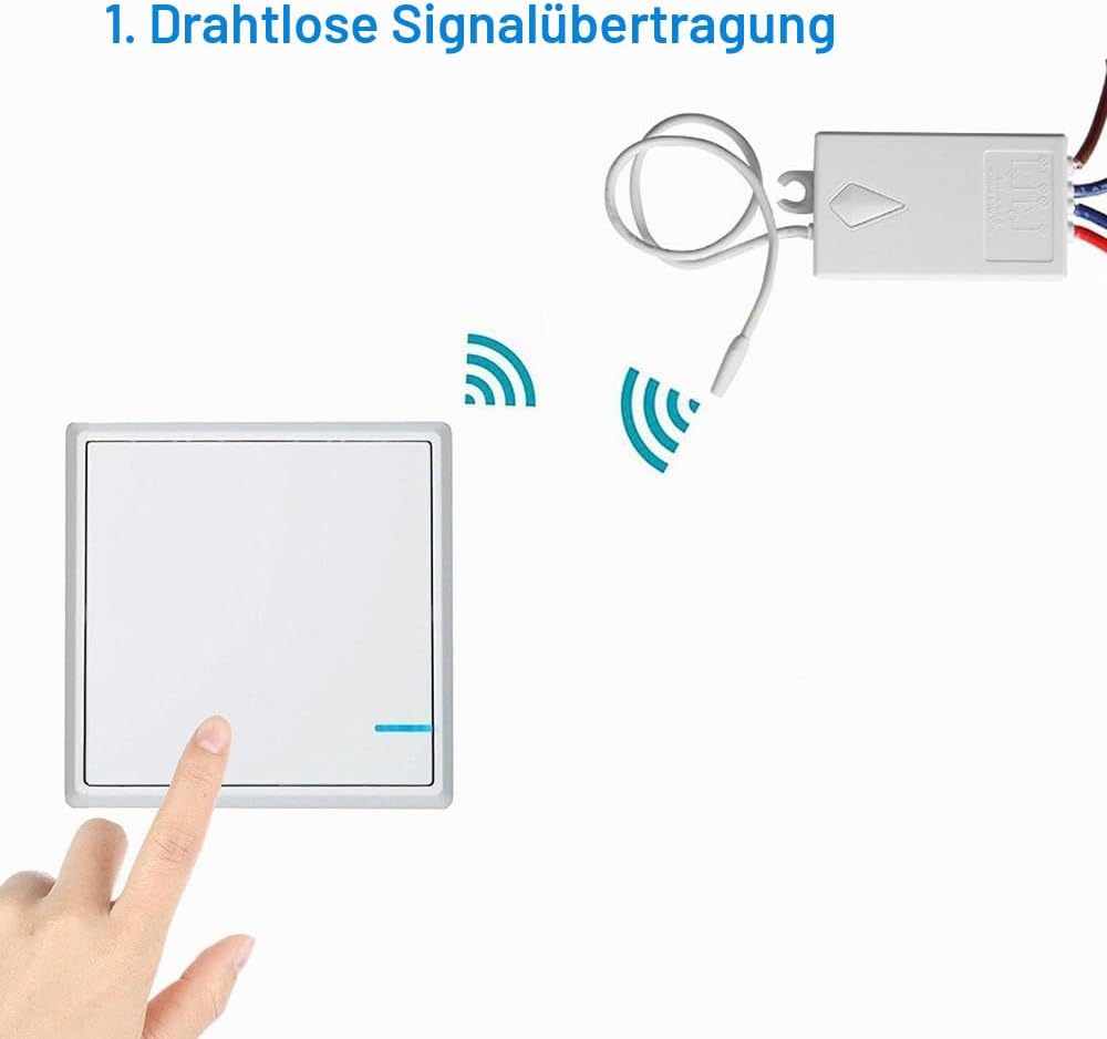 Mengshen Funk Lichtschalter Kit, 1 Schalter + 1 Empfänger, Keine Verkabelung Erforderlich Schalter m