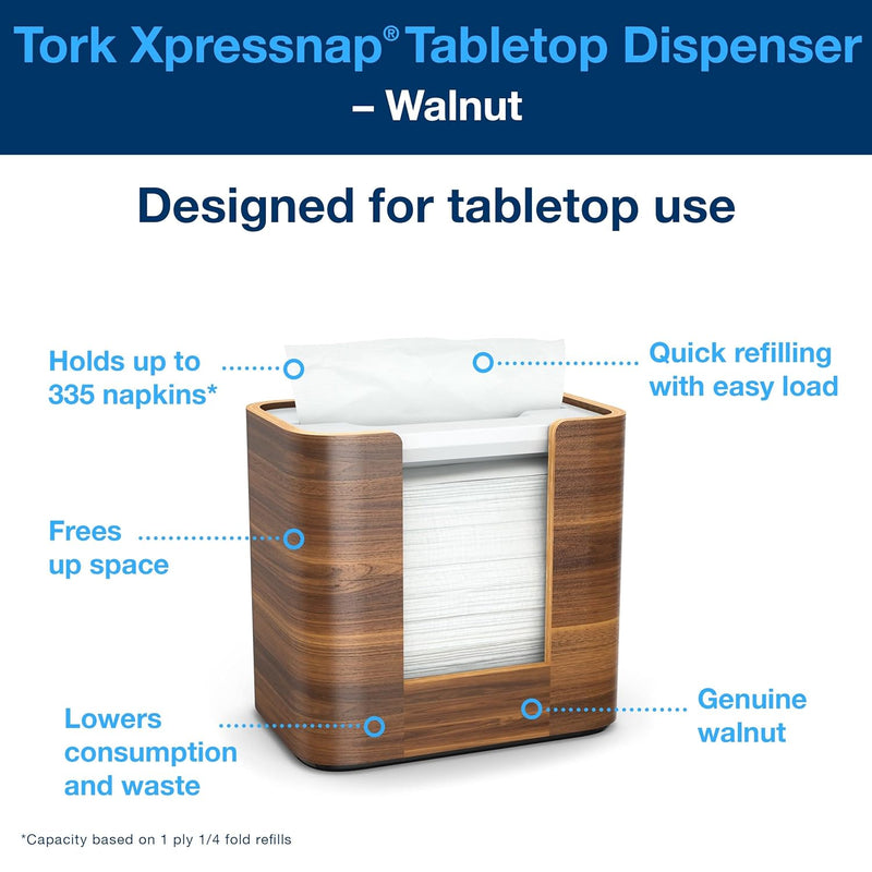 Tork 273002 Xpressnap Tischspender für N4 Spenderservietten / Serviettenspender in Walnuss-Farbe Bra