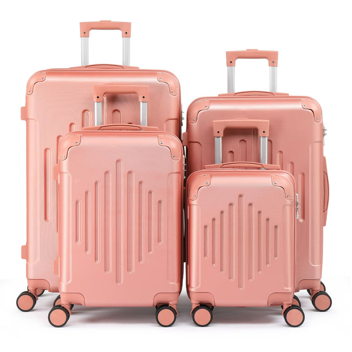 LEADZM Kofferset 4 teilig (Roségold) | Reisekoffer Set, Koffer Set Hartschalen-Trolley aus ABS mit v