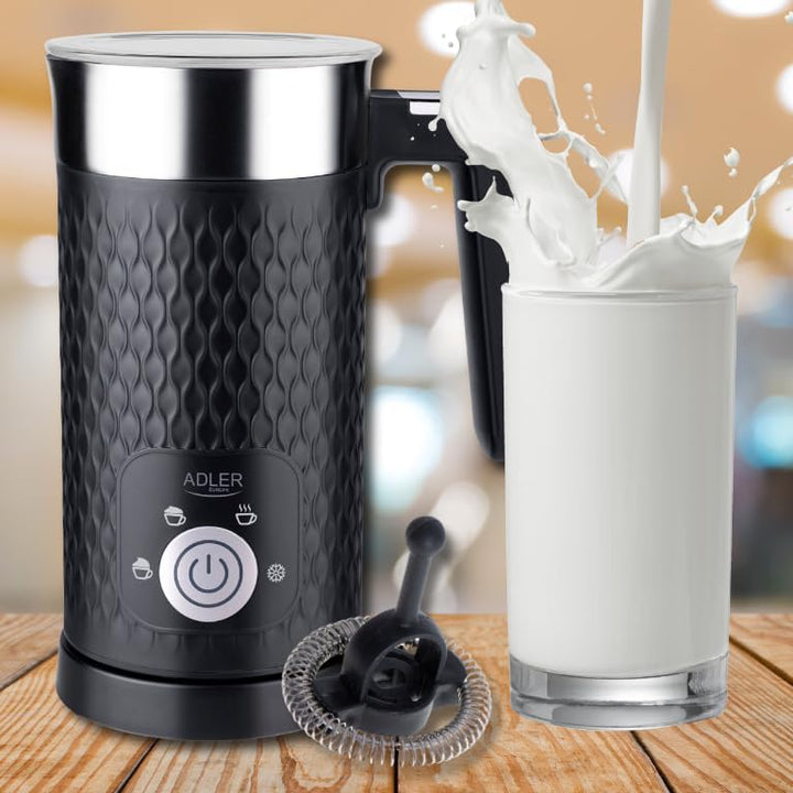 ADLER - Elektrischer Milchaufschäumer und Milchheizer - 2in1-4 Funktionen: Cappuccino, Latte, Erwärm