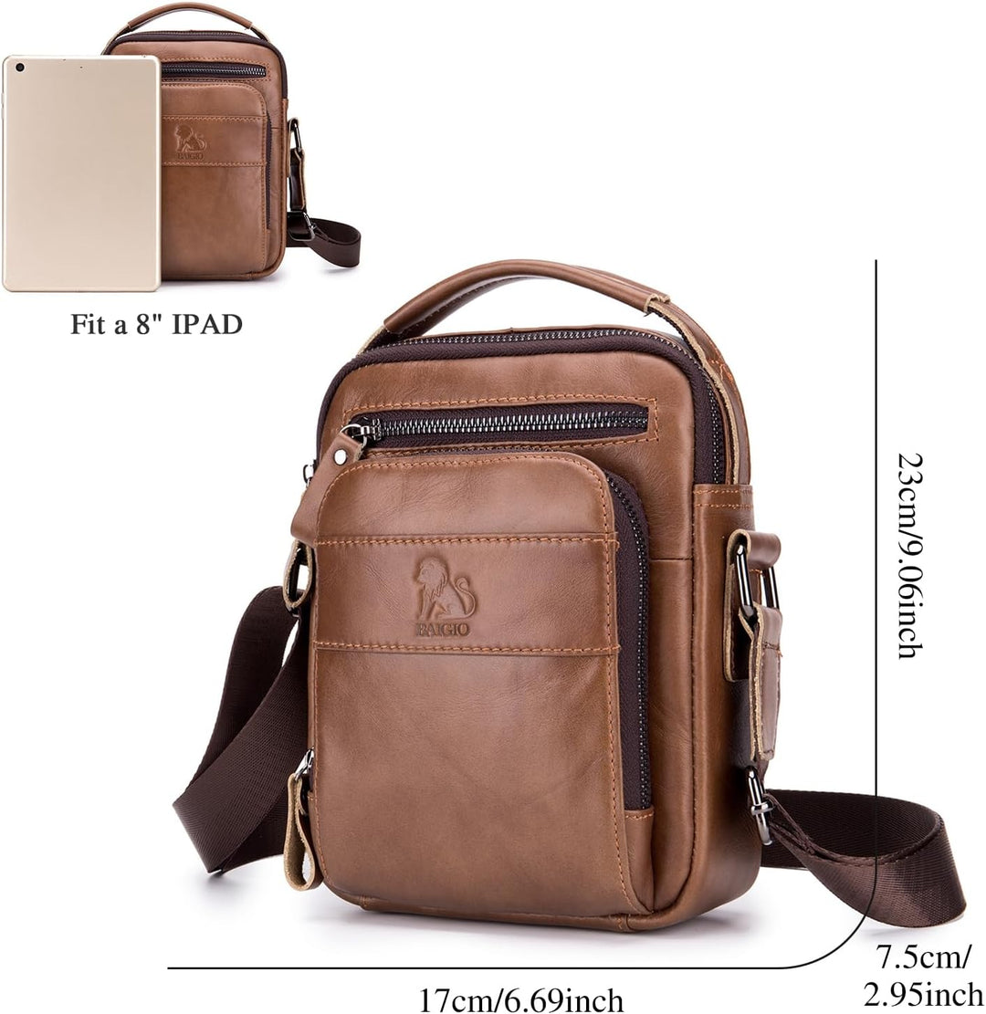 BAIGIO Leder Umhängetasche Herren Schultertasche Vintage Männer Tasche Crossbody Bag Herrentasche zu