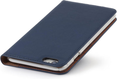 STILGUT Leder-Hülle kompatibel mit iPhone 6s Plus Wallet-Case, Italian Series: dunkelblau, Dunkelbla