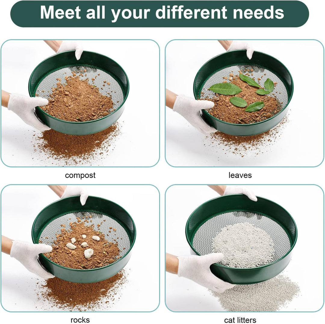 Erdsieb, Gartensieb, 30,5 cm Durchmesser, feinmaschiges Erdsieb, Eintopfsieb mit 4 austauschbaren Fi