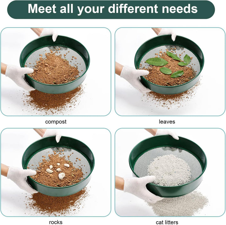 Erdsieb, Gartensieb, 30,5 cm Durchmesser, feinmaschiges Erdsieb, Eintopfsieb mit 4 austauschbaren Fi