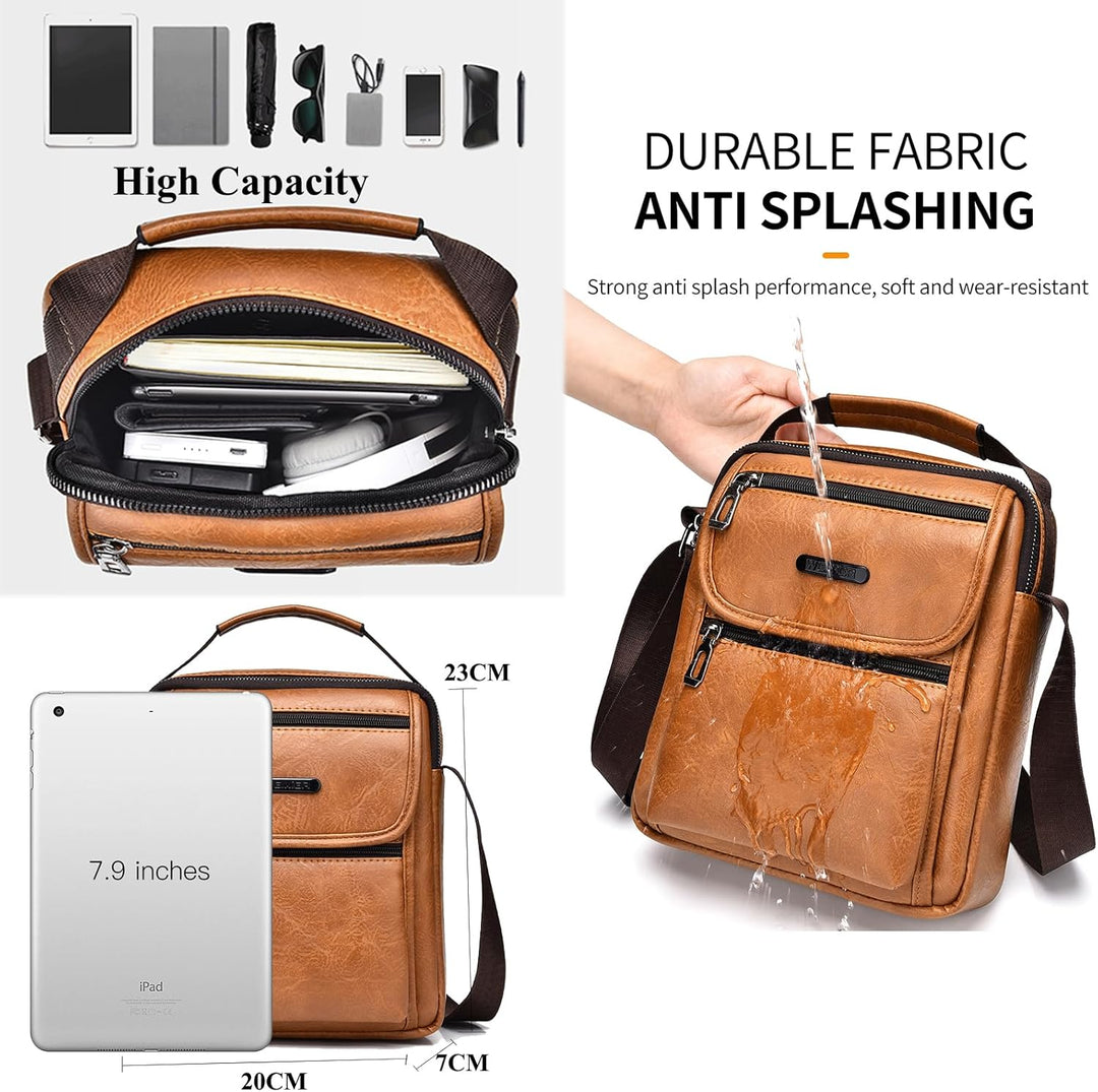 Umhängetasche Herren Leder Vintage Shoulder Bag Crossbody Business Schulranzen Tasche Handtaschen fü