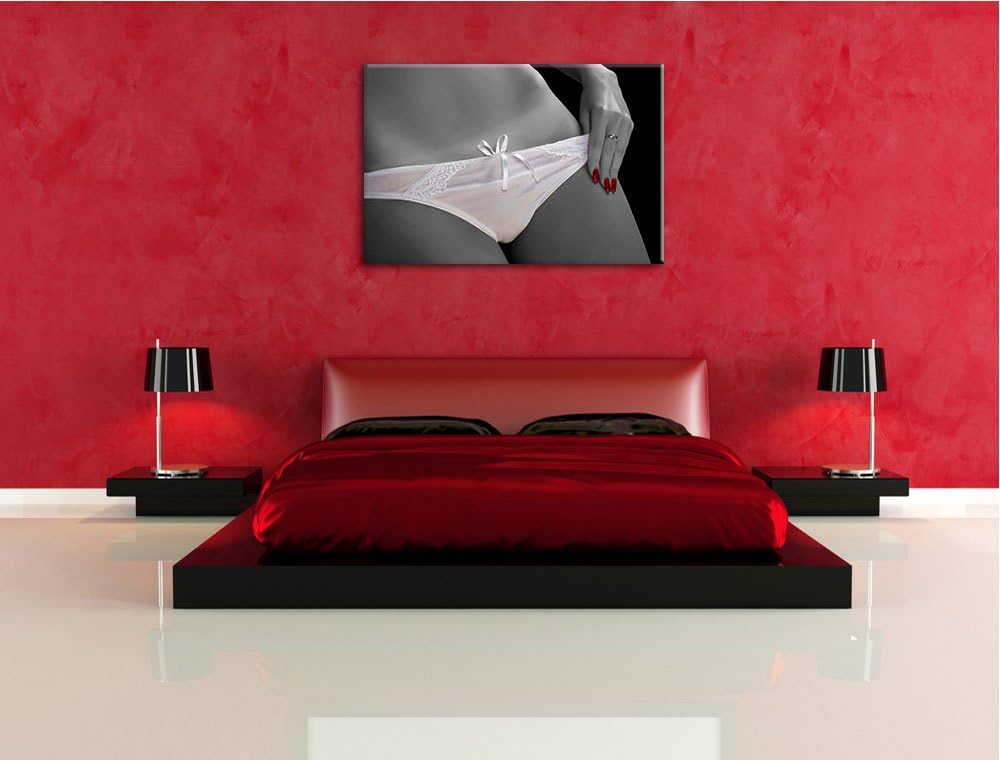 weisses Dessous schwarz/weiss Format: 100x70 auf Leinwand, XXL riesige Bilder fertig gerahmt mit Kei