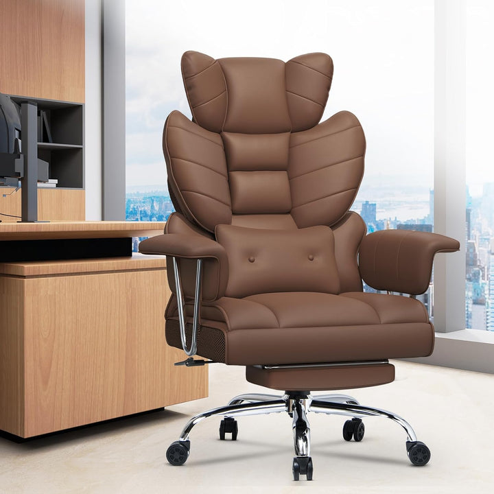 rattantree Bürostuhl mit Fussstütze, Ergonomischer Schreibtischstuhl mit Zusätzlichem Lordosenstützk