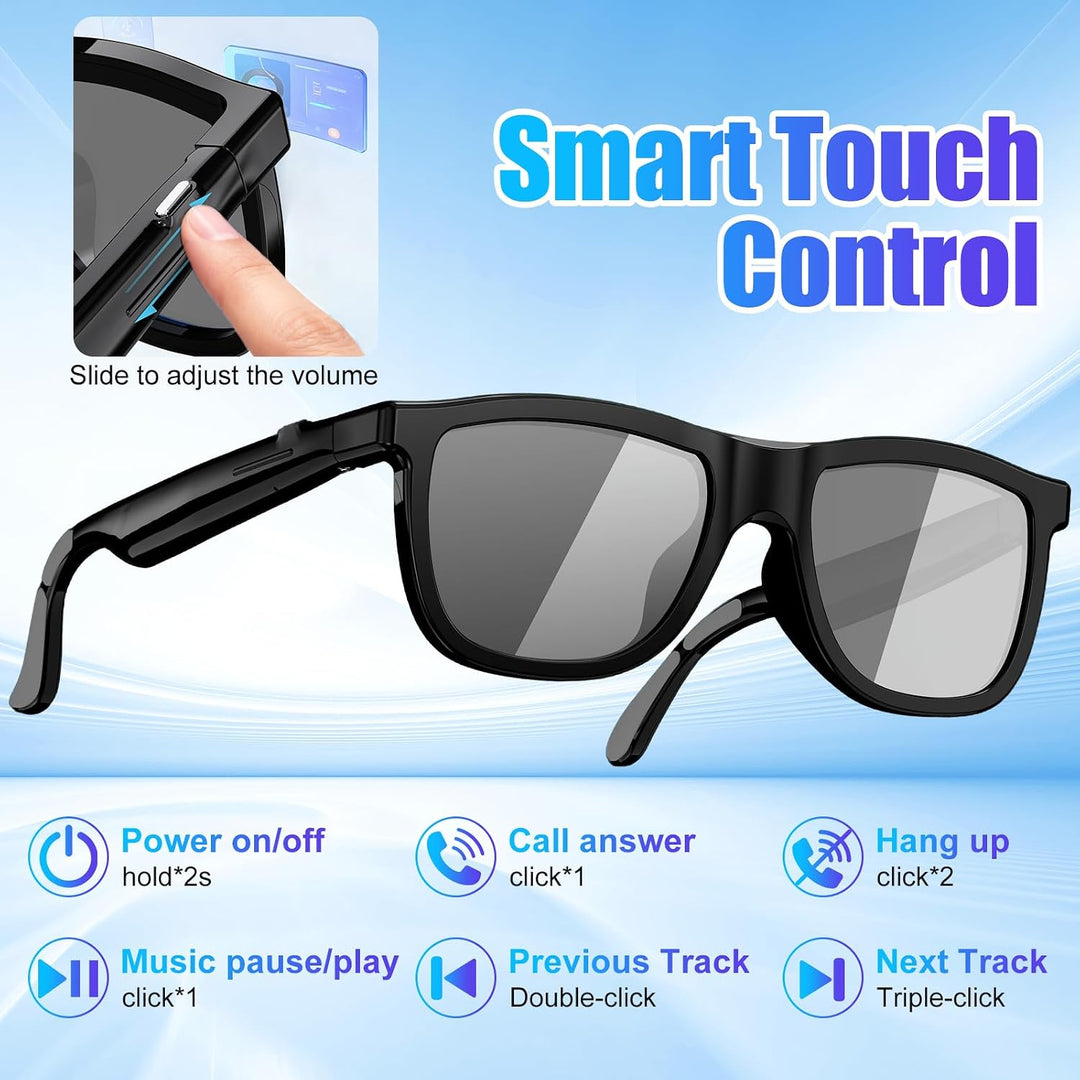 Bluetooth AI Smart Brille mit 60+ Sprachen, Farbwechsel-Linsen, Integriertem Lautsprecher & HiFi-Aud