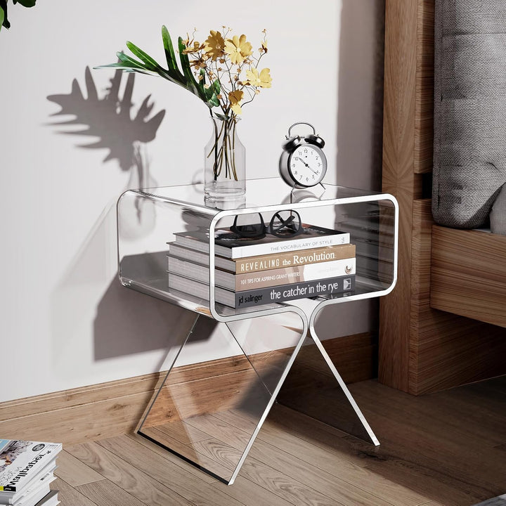solaround Acryl Beistelltisch, Retro Modern Transparent Tisch Nachttisch für Wohnzimmer(transparent)