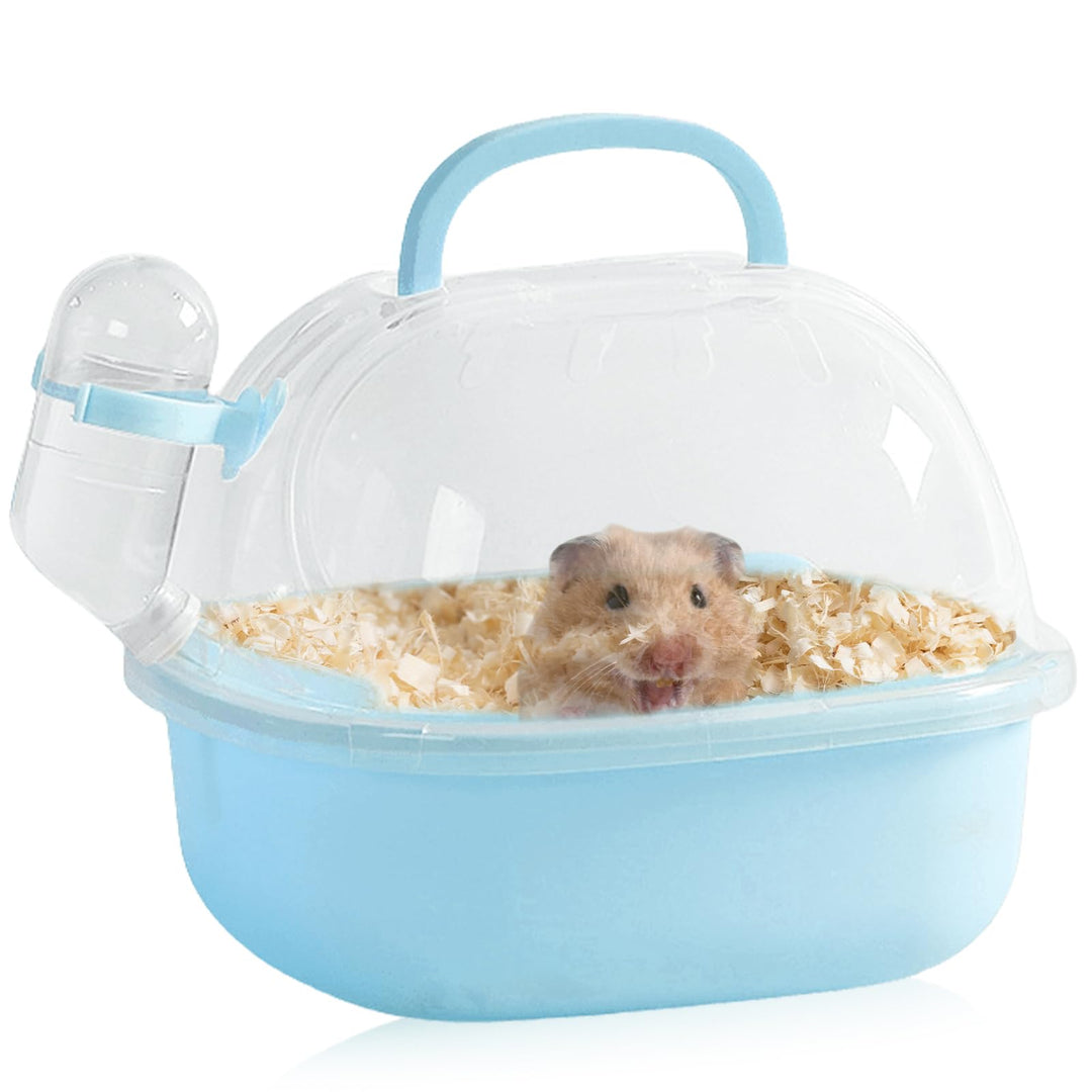 Transportbox Hamster mit Wasserflasche, 20x18x19cm Tragbare Transportbox Kleintiere Transportkäfig m